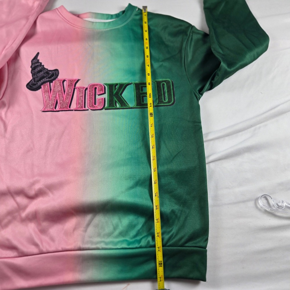 Wicked Women's Small Sweatshirt Pink Green Tie‎ Dye Broadway Musical Crewneck - Picture 8 of 10